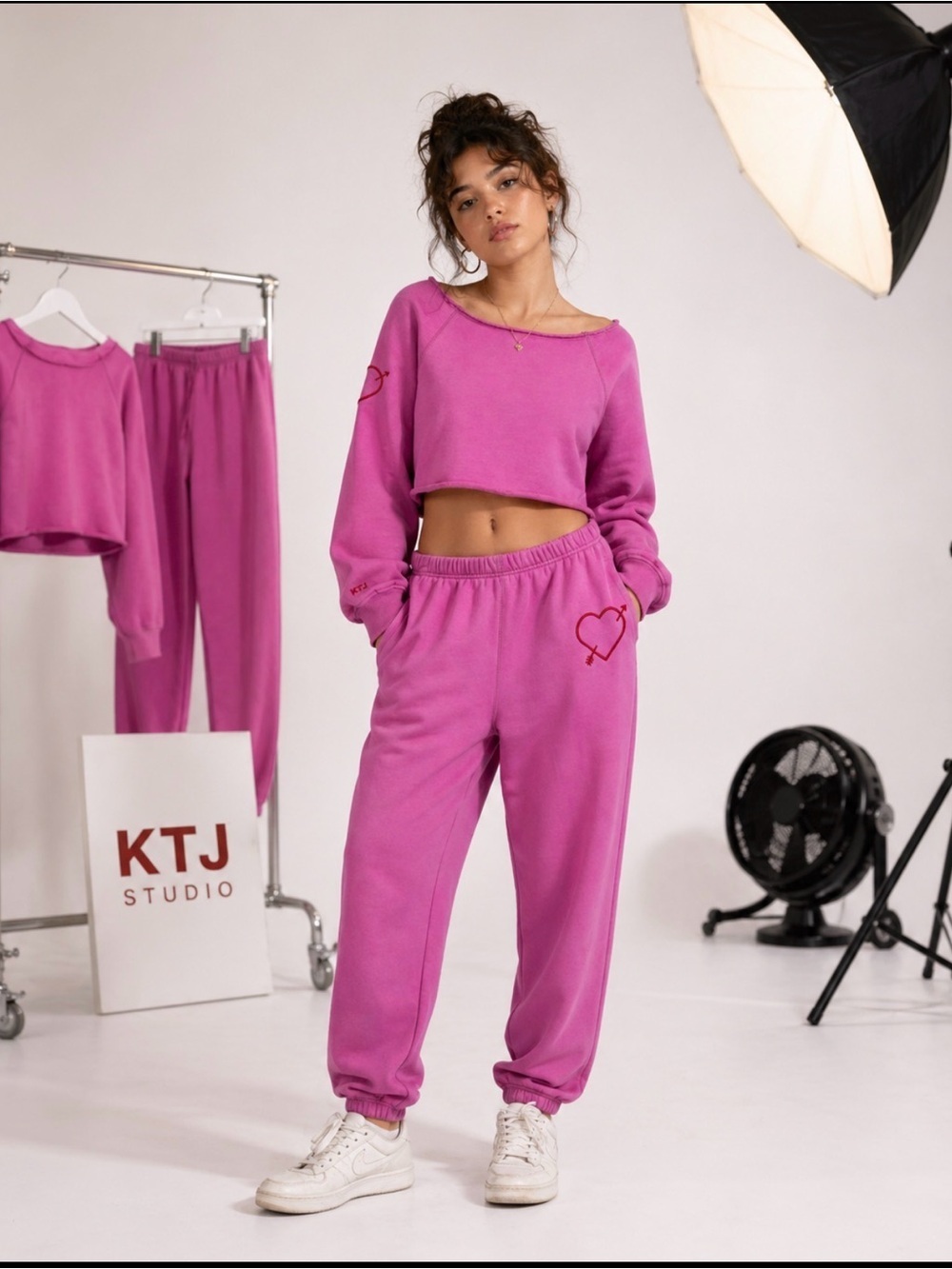 Katie J NYC Juniors Shane Sweatpants - Cupid Heart set